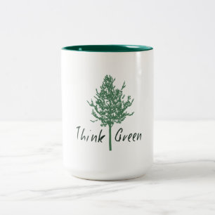 Think Green Tree Two-Tone Coffee Mug