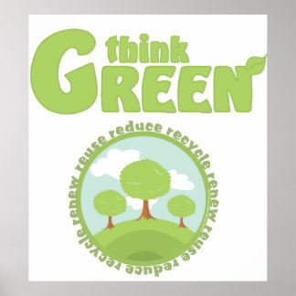Think Green Trees Poster