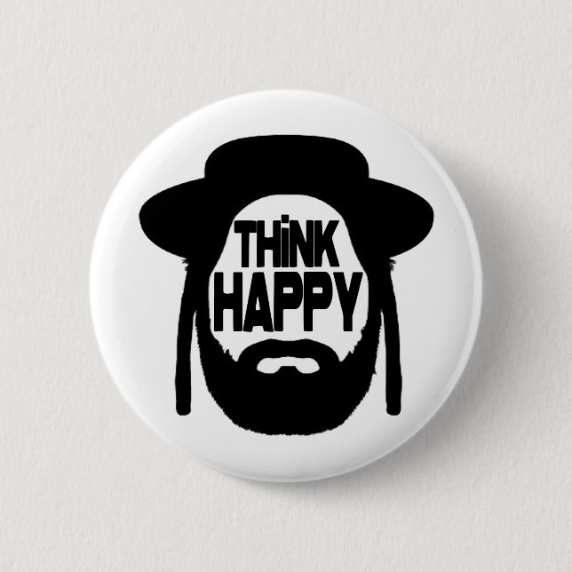 Think Happy 6 Cm Round Badge (Front)