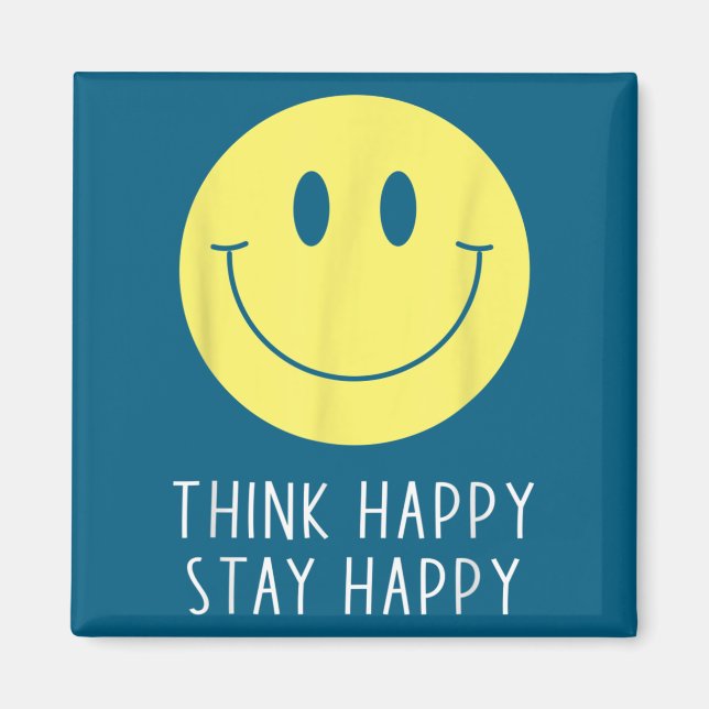Think Happy Stay Happy Motivation Quote Yellow Smi Magnet (Front)