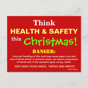Think Health and Safety This Christmas Joke Sign Postcard