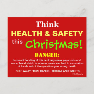 Think Health and Safety This Christmas Joke Sign Postcard