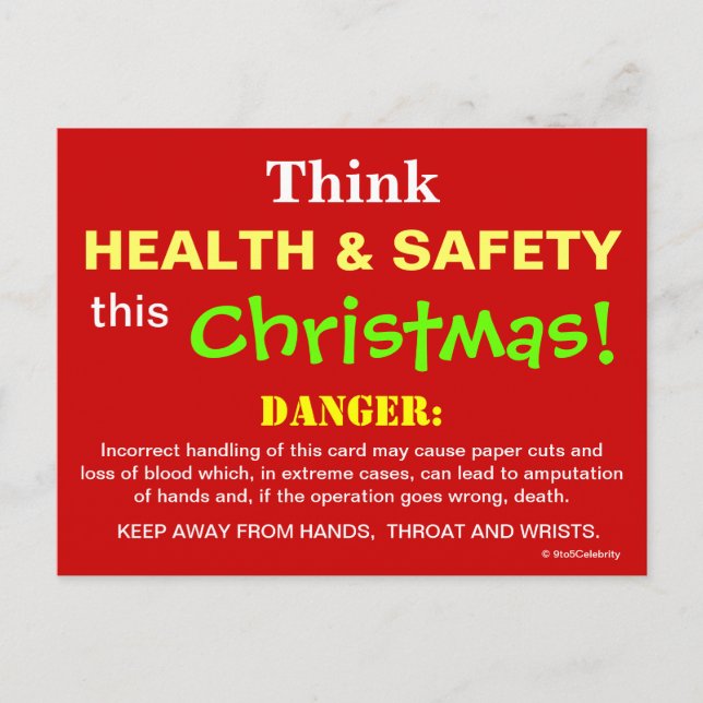 Think Health and Safety This Christmas Joke Sign Postcard (Front)