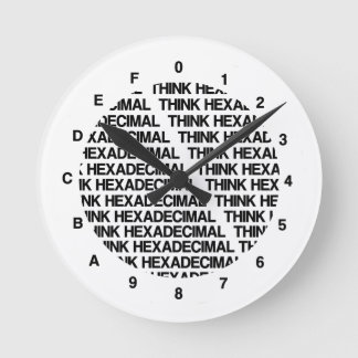 Think Hexadecimal (Clock Template Geek Humour) Round Clock