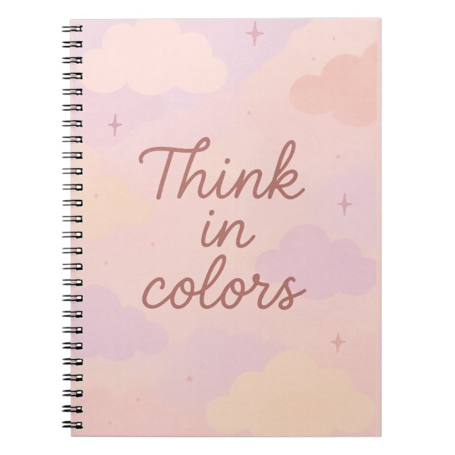 Think in Colors – Pastel Aesthetic Motivational  Notebook (Front)