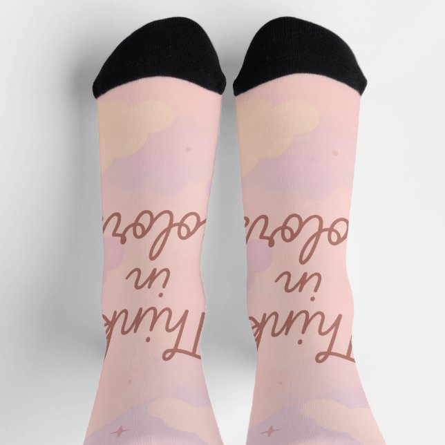 Think in Colors – Pastel Aesthetic Motivational Socks (Top)