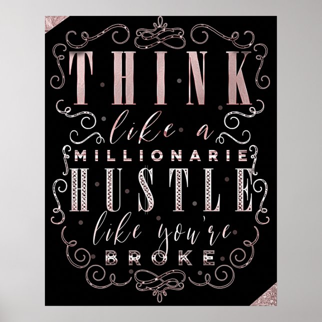 Think like a Millionaire Hustle Like You're Broke Poster (Front)