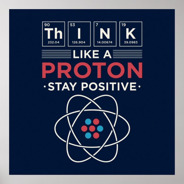 Think Like A Proton Chemistry Nerd Dorm Room Poster (Front)