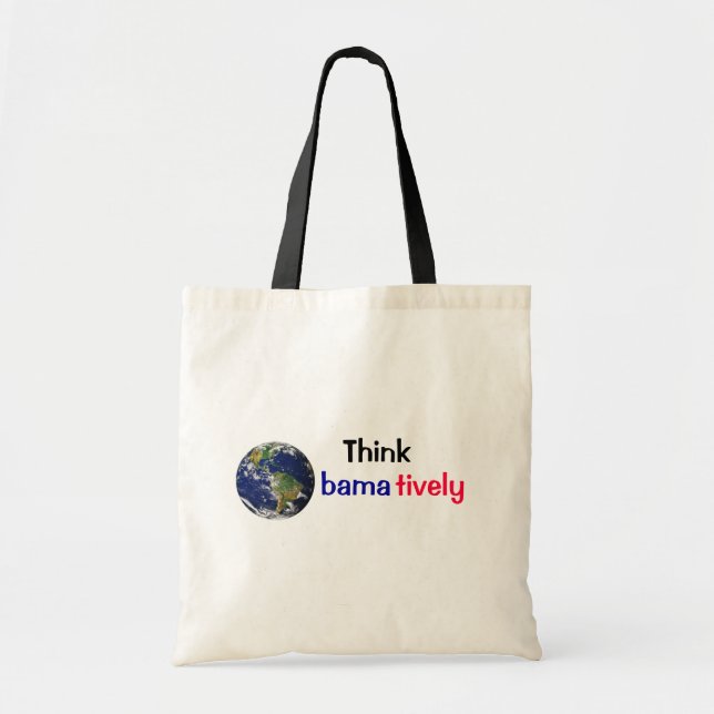 Think Obamatively_world, black, blue, red Tote Bag (Front)
