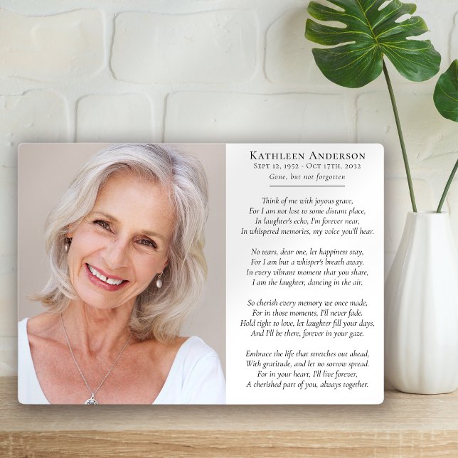 Think of Me Poem Photo Memorial Sympathy Plaque (Creator Uploaded)