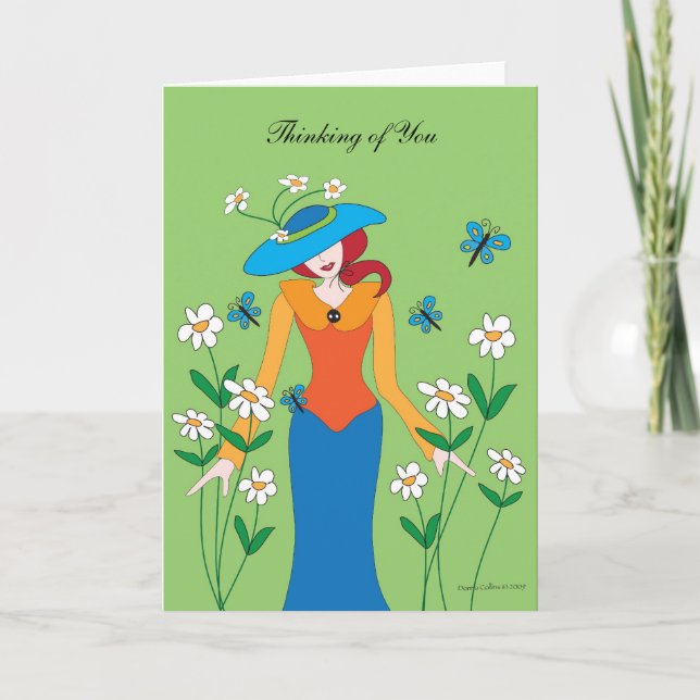 Think of you blank note card with butterflies (Front)
