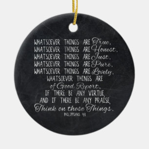 Think on These Things Christian Bible Scripture Ceramic Tree Decoration