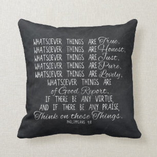 Think on These Things Christian Bible Scripture Cushion
