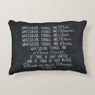 Think on These Things Christian Bible Scripture Decorative Cushion