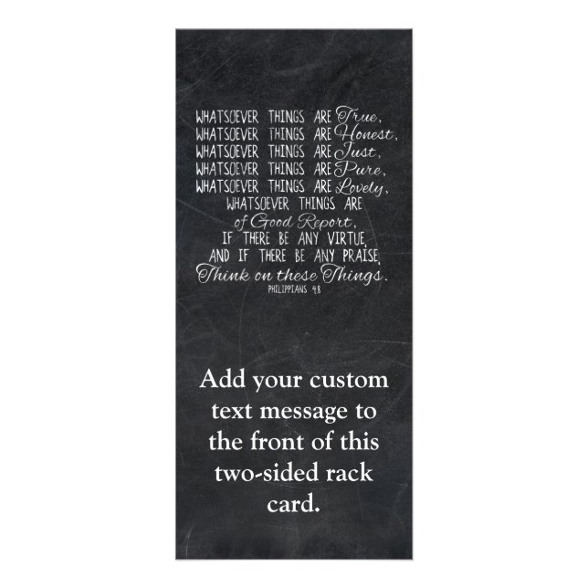 Think on These Things Christian Bible Scripture Rack Card (Front)