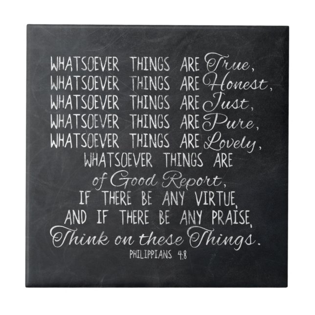 Think on These Things Christian Bible Scripture Tile (Front)