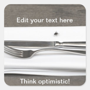 Think optimistic! square sticker