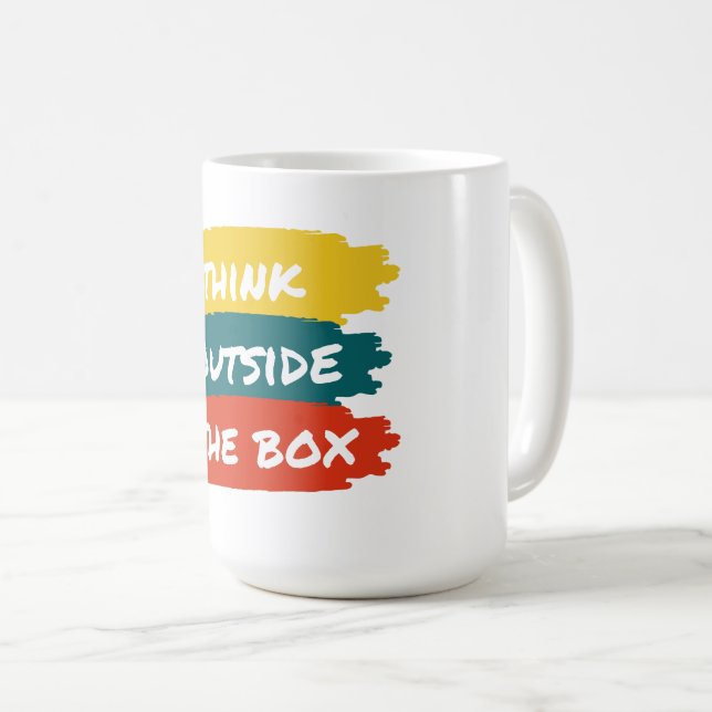 Think ouside the box coffee mug (Front Right)
