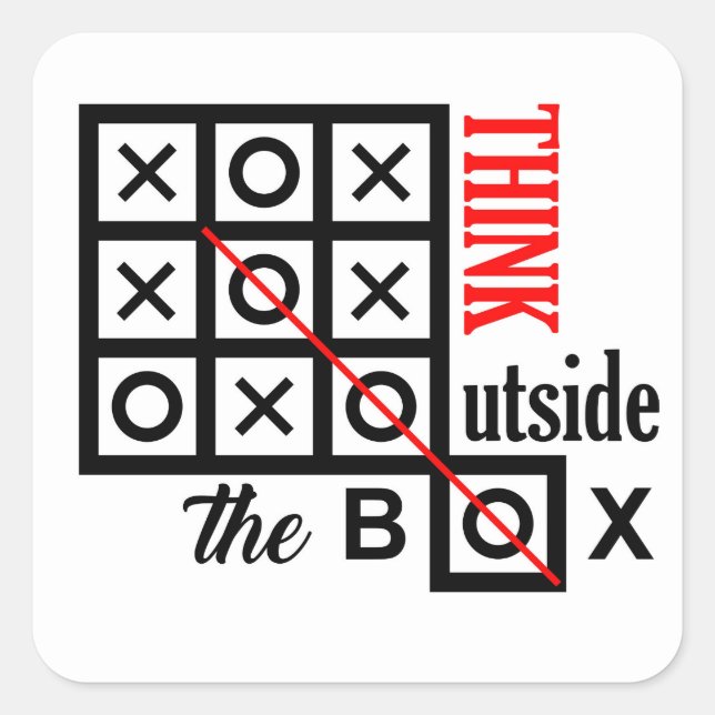 think outside box text message smart tic tac toe c square sticker (Front)