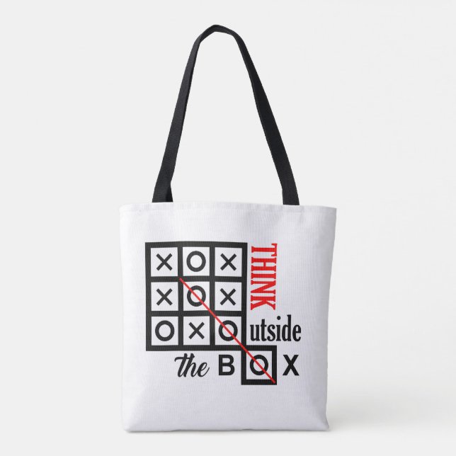 think outside box text message smart tic tac toe c tote bag (Back)
