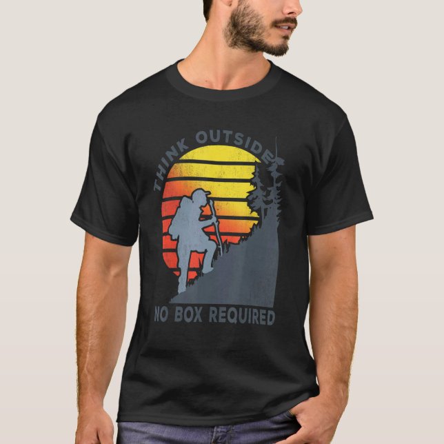 Think Outside No Box Required Retro Adventure Hiki T-Shirt (Front)