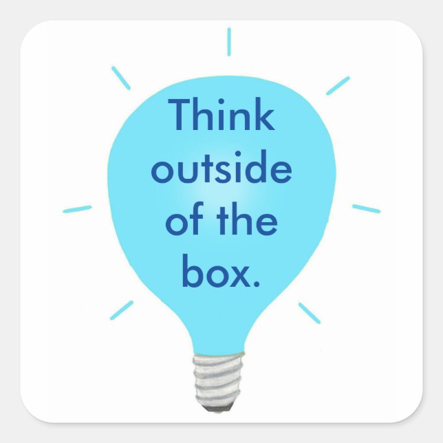 Think Outside of the Box Blue Light Bulb Stickers (Front)