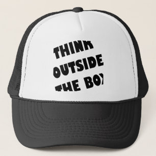 Think Outside The Box Funny Ball Cap Trucker Hat