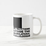 Think Outside The Box Funny Geek Nerd Mug<br><div class="desc">DON’T SEE IT? STILL WANT IT? Any of the designs you see here can be customised and put on any of the many Zazzle products! We’ll start on your request as soon as you send it to allangeeD0Tmail@gmailD0Tcom Have you been looking for funny coffee mugs and tea cups on the...</div>