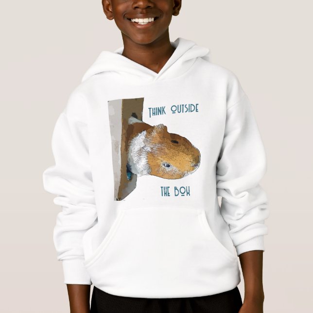 Think outside the box guinea pig kids hoodie (Front)