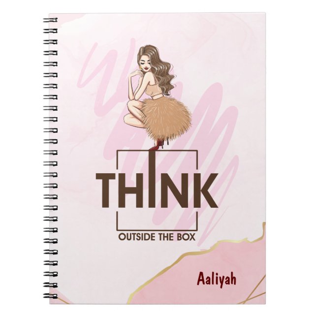 Think outside the box Lady Boss woman Notebook (Front)