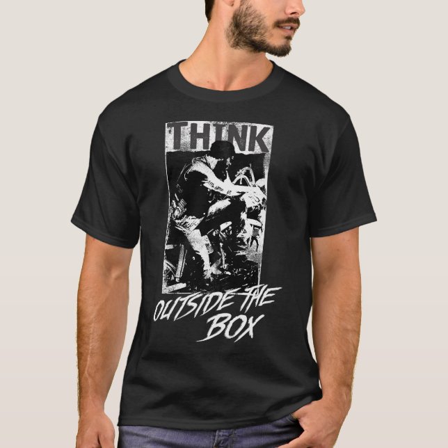 Think Outside The Box Motorcycle Rider Ride T-Shirt (Front)