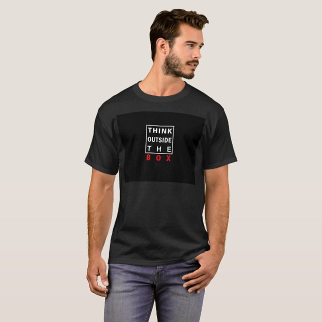 think outside the box red smart text quote clever T-Shirt (Front Full)