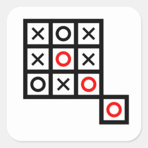 think outside the box tic tac toe extra smart clev square sticker