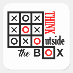 think outside the box tic tac toe extra smart clev square sticker