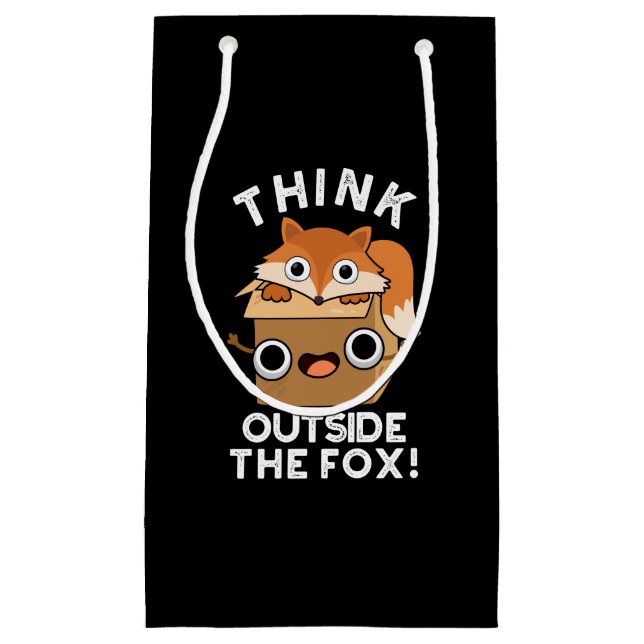Think Outsife The Fox Funny Animal Pun Dark BG Small Gift Bag (Front)
