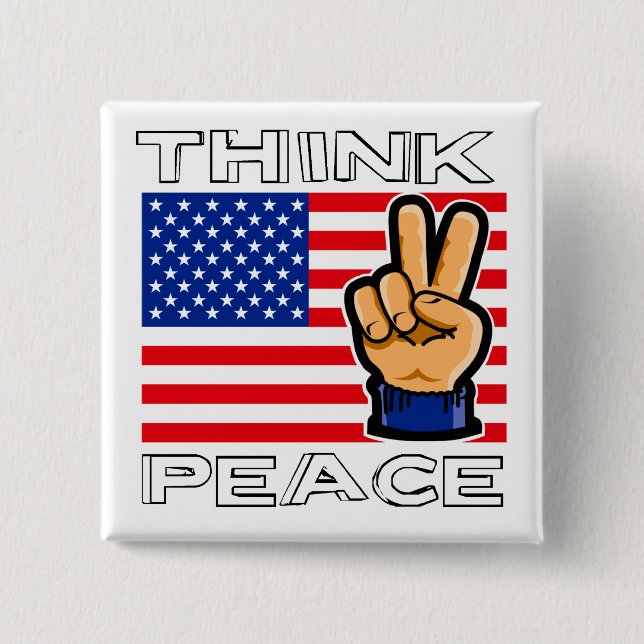 THINK PEACE 15 CM SQUARE BADGE (Front)