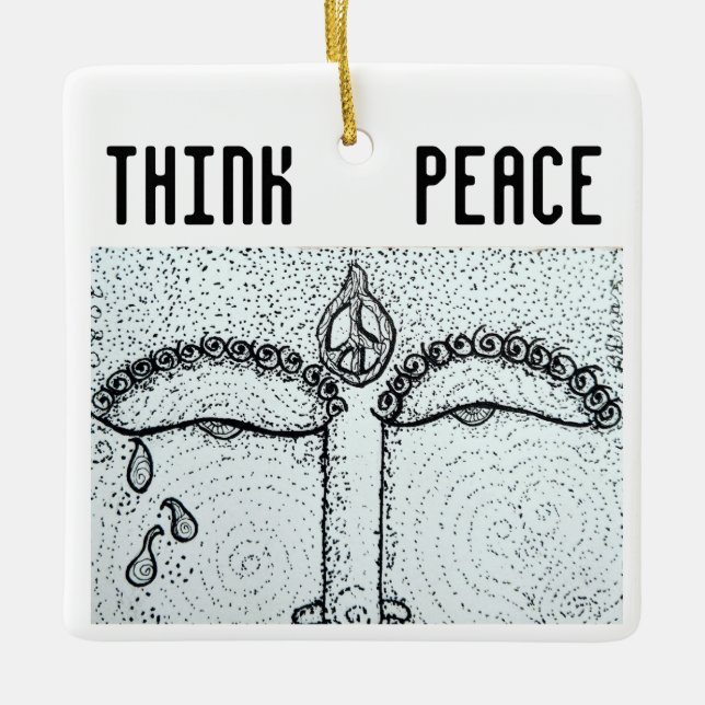 Think Peace Ceramic Ornament (Front)