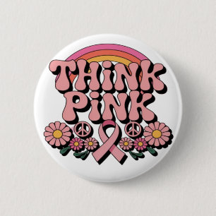 Think Pink Breast Cancer Awareness Design Button