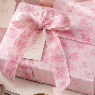 Think Pink Watercolor Floral Pattern Monogram Satin Ribbon