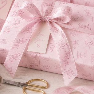 Think Pink Watercolor Pattern Monogram Satin Ribbon