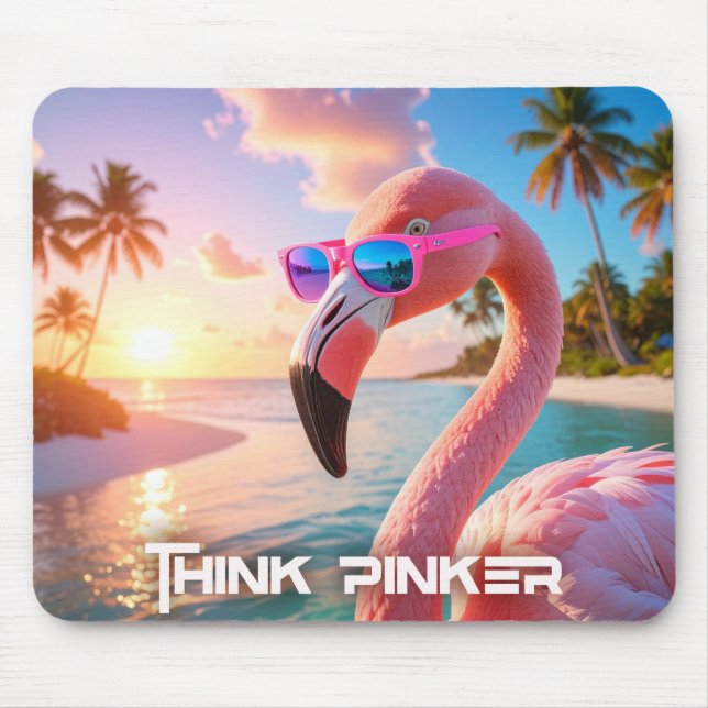 THINK PINKER - Flamingo PINK Mouse Mat (Front)