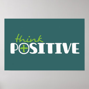 Think positive graphic long green poster