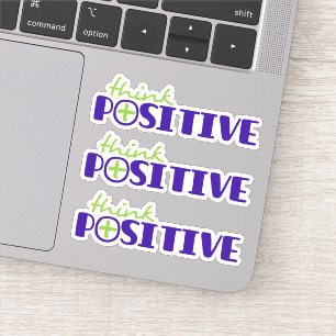 Think positive green blue plus text slogan