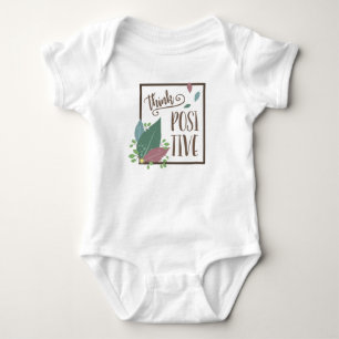 Think positive motivation feather boho baby bodysuit