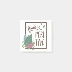 Think positive motivation text feather boho  post-it notes