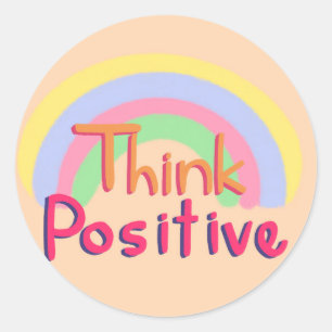 Think positive quote classic round sticker