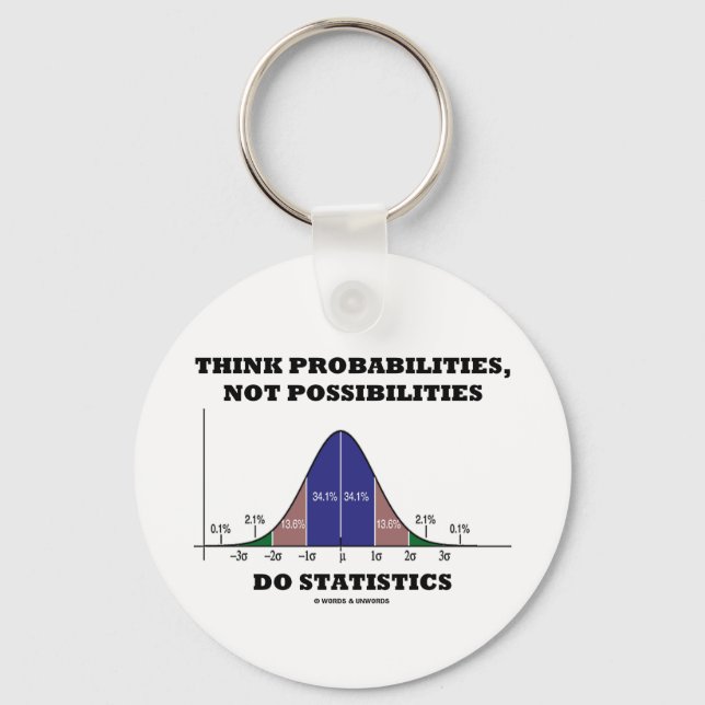 Think Probabilities, Not Possibilities Statistics Key Ring (Front)
