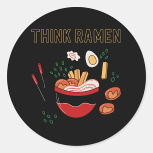 Think ramen ramyun ramyeon. Pasta Noodle lovers Classic Round Sticker