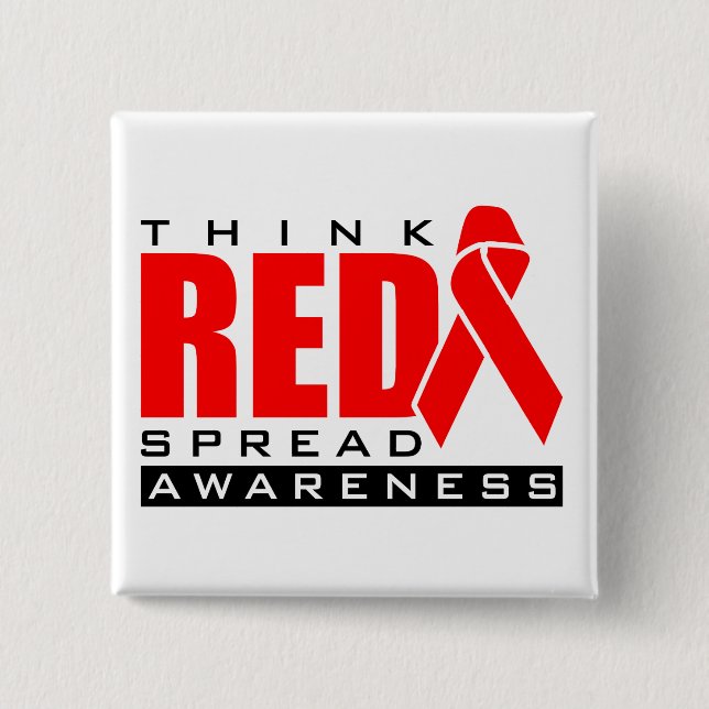 Think Red.... Spread Awareness 15 Cm Square Badge (Front)