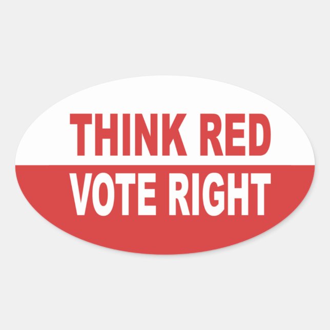 Think Red Vote Right Oval Sticker (Front)